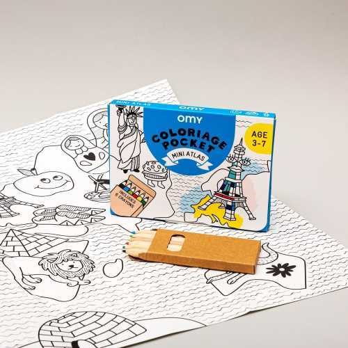 POCKET OMY ATLAS PARA COLOREAR + 6 LAPICES COLOR