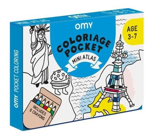 POCKET OMY ATLAS PARA COLOREAR + 6 LAPICES COLOR