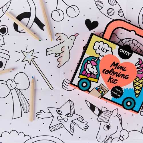 Mini Pocket Omy Unicornio para Colorear + 4 Lápices Color