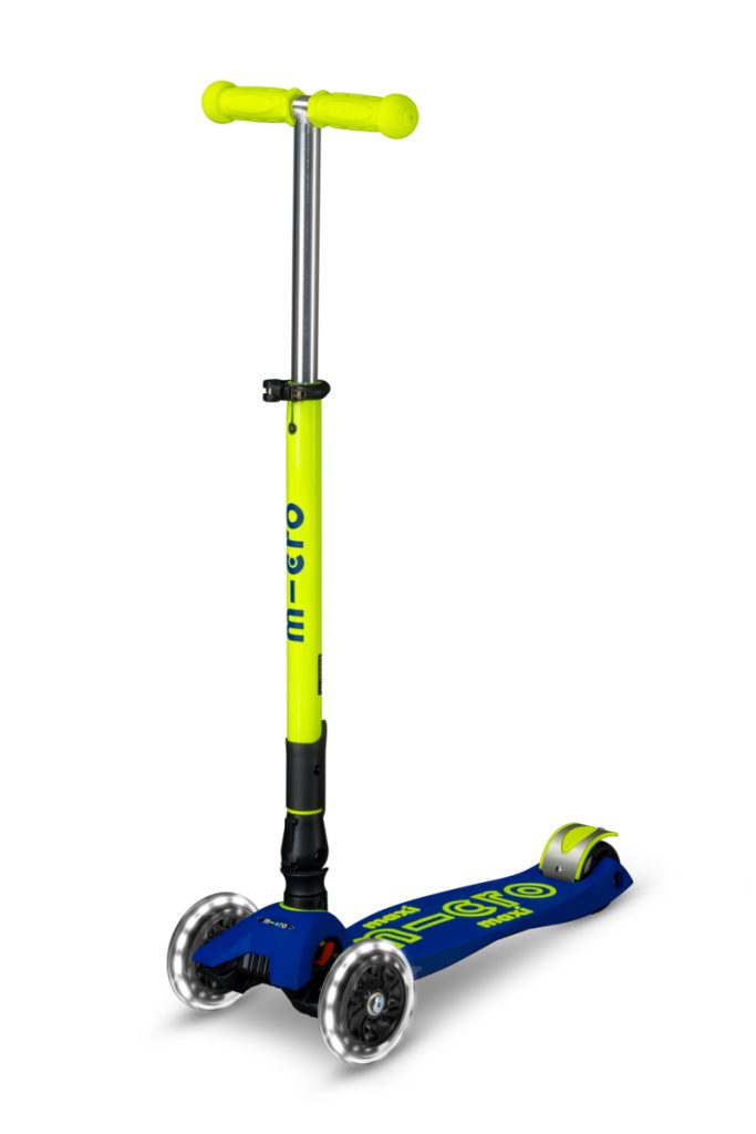Patinete maxi deluxe plegable neon LED - Azul-Amarillo